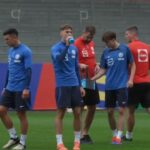 Scotland’s STARS play keep-away during PRACTICE to prepare for Hungary in UEFA Euro duel