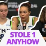 Sabrina Ionescu, Breanna Stewart & Sandy Brondello CELEBRATE the Liberty’s Game 2 WIN vs. Lynx