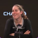 Lynne Roberts, Azura Stevens & Dearica Hamby CREDIT Kelsey Plum for Sparks’ WIN at Mystics